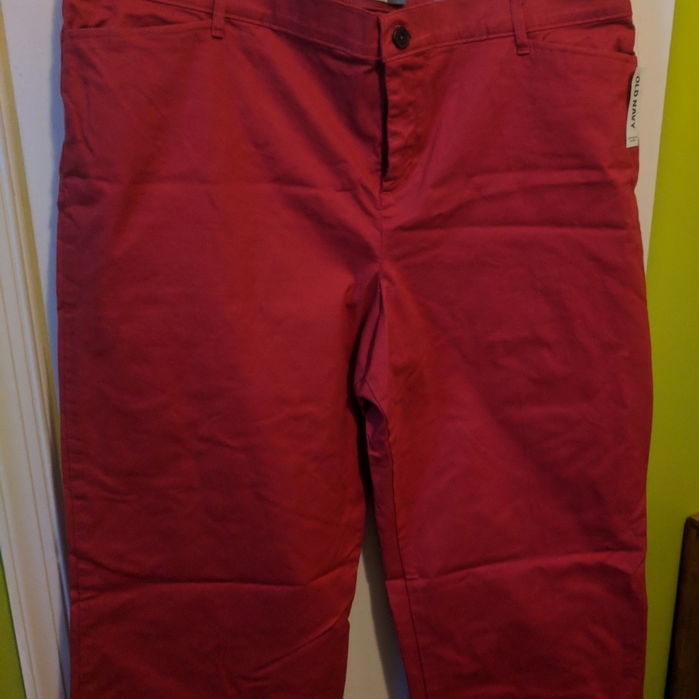 Old Navy Red  wide leg cropped pants